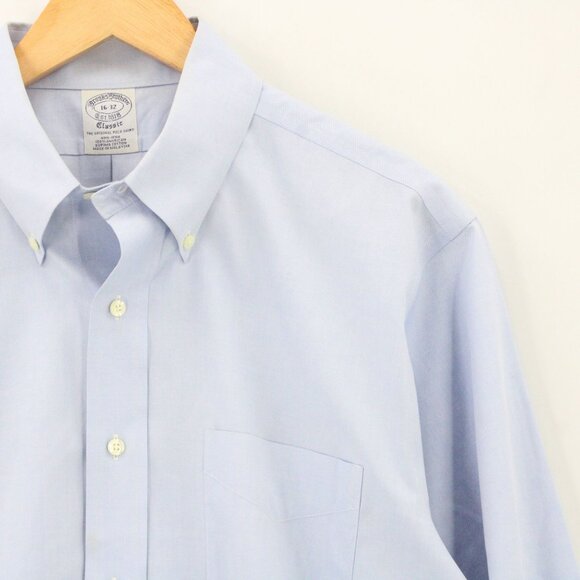 Brook Brothers Shirt Mens Light Blue Button Down Classic Fit Collared Size 16-32 - Picture 2 of 9